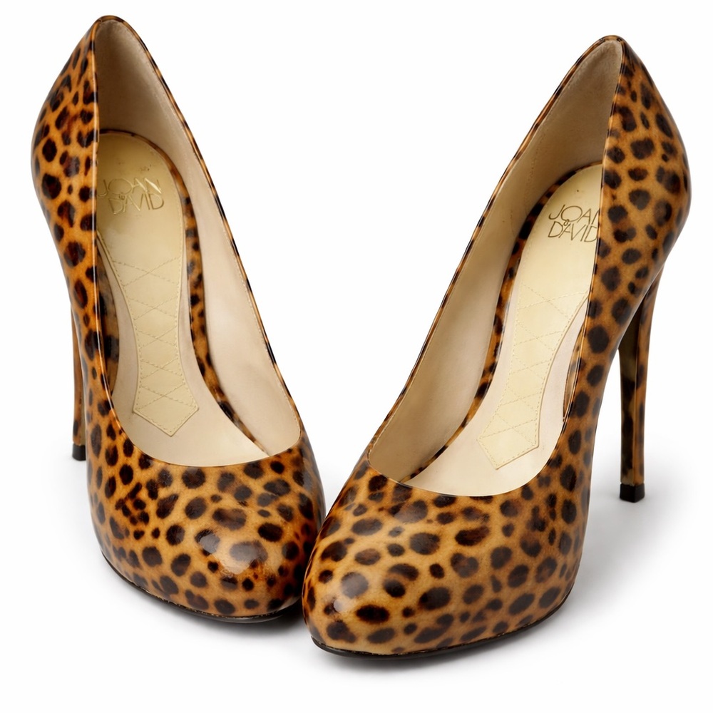 Joan & David Flipp Platform Pumps Size 8.5 Cheetah Patent Leather Heels Stiletto